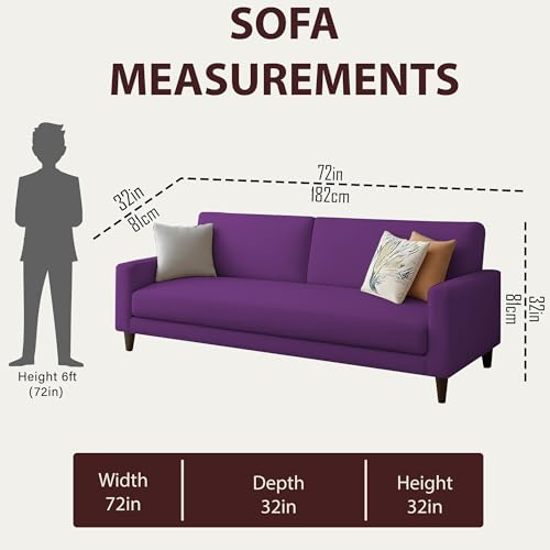 Image of Kathleen 3 Seater Sofa Set for Living Room - Foldable Convertible Couch Furniture for Home, Office or Guest Use, Modern Designer Stylish Comfortable (Purple)