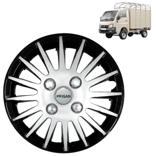 Image of Prigan TATA ACE Black Silver Wheel Cover 12 inch for -TATA ACE (Set of 4 Pcs) (Press Fitting) Model- Camry DC 12
