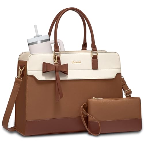 Image of LOVEVOOK Laptop Tote Bag for Women,Leather Work Bag, Waterproof Business Teacher Bag,Large Computer Handbag Purse Briefcase,Office Gifts for Women