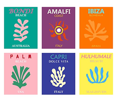 Preppy Room Decor Aesthetic Canvas Wall Art Prints - Set Of 6 Room Decor For Teen Girls, Preppy Stuff Dorm Room Posters Trendy Wall Decor(Unframed) (8X10) #TOP25