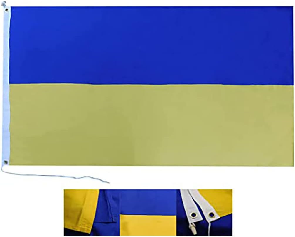 Ukraine Ukrainian Plain 3x5 3'x5' Premium Quality Heavy Duty 100% Cotton Flag Banner 2 Grommets With Clips