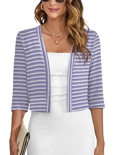 Image of Heymoments Women's Thin Shrugs 3 /4 Sleeve Lightweight Cropped Sweaters Open Front Cardigan for Dress