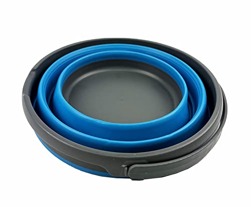 Image of SAMMART 10L (2.6 Gallon) Collapsible Plastic Bucket - Foldable Round Tub - Portable Fishing Water Pail - Space Saving Outdoor Waterpot, Size 33cm Dia (Grey /Cerulean)