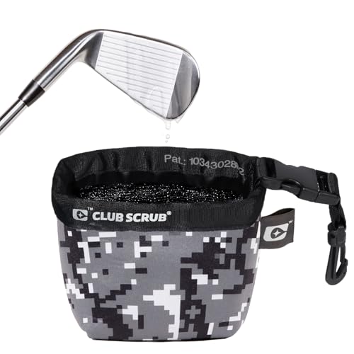 Image of Club Scrub Golf Club and Golf Ball Cleaning Bag, Waterproof Clean Face Technology Liner, Detachable Clip, Machine Washable, Cleans Club Grooves, Dry Exterior (Neoprene or Microfiber Option Available)