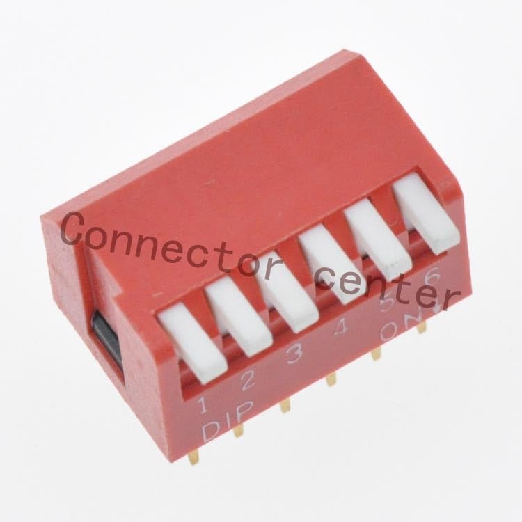 Wiring Connecting Terminals - DIP Switch Piano Type Side Actuation 2.54mm Pitch Gold Plated 6position 12Pin Red DPL-06