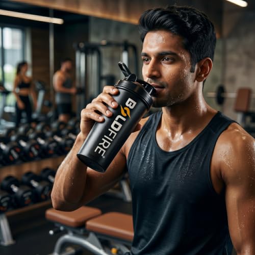 Image of Protein Shaker Bottle, Leakproof Gym Shaker with Mixing Ball, BPA Free, Black, 700 ml