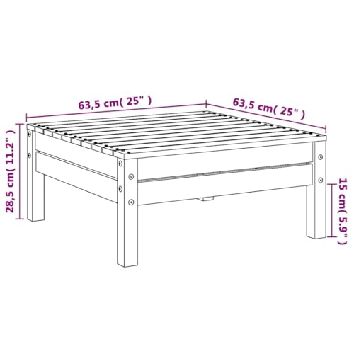 Taburete de jardín modular para exterior en madera maciza de pino de 63,5 cm 4