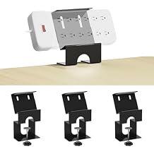 Power Strip Holder 4 Pack, No-Drill Clamp Mount for Power Strip, Under Desk Power Strip Holder, Fits 2"-4" Surge Protectors, for Desk Edge 0.2-2.56" Black