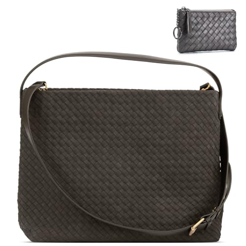 Image of Suede Hobo Bag for Women Hand-Woven Bag Made of Suede Fabric Casual Tote Bag