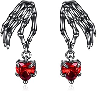 Skull Earrings Sterling Silver Skeleton Hand Drop Dangle Earrings Gothic Jewellery Gifts for Women Girls