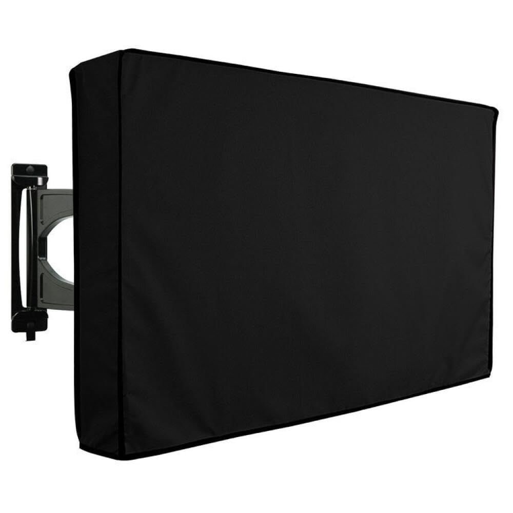 Protezione per schermo TV, copertura per televisore in poliestere impermeabile e antipolvere, con tasca per telecomando, compatibile con i cavi e non abrasiva-Black|| 70-75in