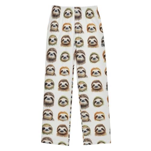 Pajama Pants Sloths Face Pattern PJ Bottoms Sleepwear Lounge Sleep Pant with Pockets