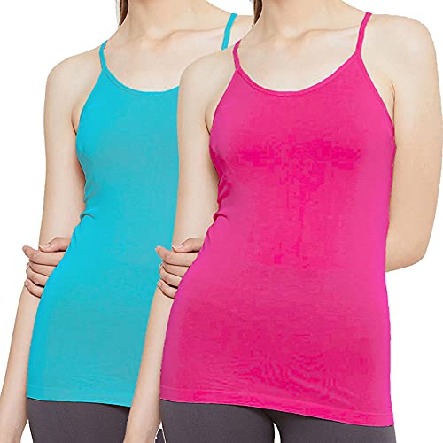 Image of OUTFLITS Women's Ladies Cotton Adjustable Strap Innerwear Camisole Slip Combo 2 Pices Pack (LIC02F 2C)