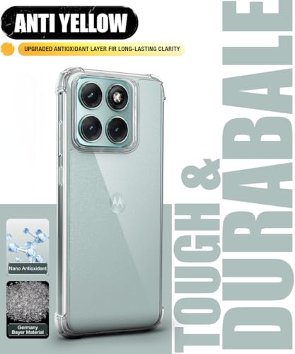 Image of WOW IMAGINE Ultra-Hybrid Crystal Clear Back Case for Motorola Moto Edge 70 Fusion 5G | Shockproof Design | Camera Protection Bump | Hard Mobile Back Cover with Cushioned Edges - Transparent