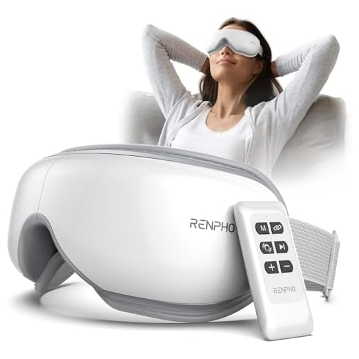 RENPHO Masajeador de ojos con control remoto y calor,Compresión de aire masajear ojos para aliviar la tensión ocular Círculos oscuros Bolsas de ojos Mejorar el sueño regalo dia de la madre