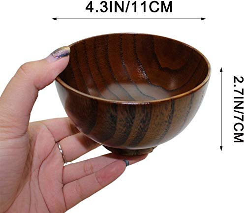 Set Of 5 Japanese Style Solid Wood Bowl Children Kids Baby Serving Tableware For Salad Rice Miso Soup Fruits Decorative Display Gifts #TOP1