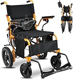YF001 Zygenair Durable Electric Wheelchairs for Adults, Lightweight Foldable Power Wheelchair with 500W Motors, 13Ah Battery, 15 Miles Range, All-Terrain（Orange）