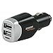 AmazonBasics 4.0 Amp Dual USB Car Charger for Apple & Android Devices - Black