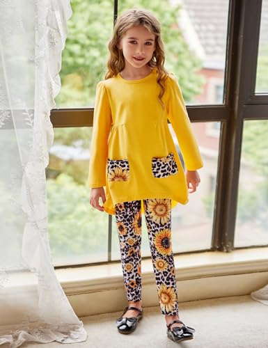 Image of Arshiner Little Girls Outfits Cute Clothing Sets Long Sleeve 2pcs Pants Sets with Pockets