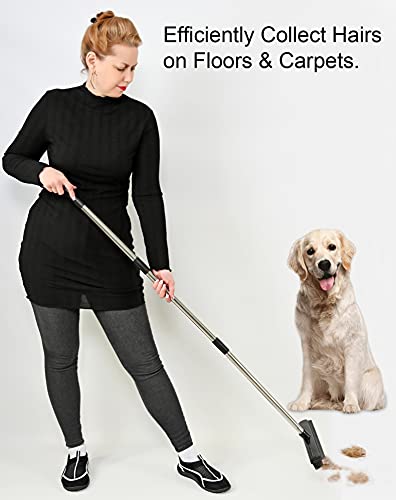 Home-X Pet Hair Remover Broom, Carpet And Floor Broom, Adjustable Handle Length, Rubber Bristle Sweeper, Long Handled Squeegee, 48 ½” L X 12 ½” W X 2” H #TOP4