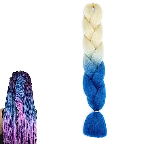 prinfantasy Hair Extensions Braid Extensions 24 Inch Colorful Synthetic Kanekalon Hair for Braiding Crochet Twist Braids Layered Blue and Blonde Hair Extension,GBBZ088