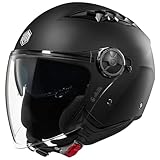 ILM Casco Moto Abierto 3/4 con Doble Visera Hombre Mujer Jet Vintage Retro para Adultos ECE22.06 Homologado Modelo HS399,Negro Mate,M