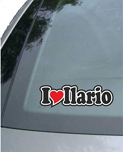 JINTORA Adesivi Auto I Love Heart - Amo con Il Cuore 15 cm - I Love Ilario - Adesivi per Auto autoadesivi - Tuning Esterni - Sticker Decorativi Resistenti all’Acqua per Carrozzeria Finestrini