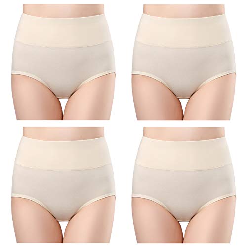 Image of wirarpa Women's Cotton Underwear High Waist Full Coverage Brief Panty Multipack