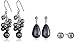 Grey Tonal Stud and Cluster Drop Simulated Pearl Trio Earrings