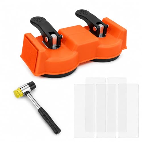 Floor Gap Fixer Tool for Floating Floors Dual Suction Cup Flooring Repair Kit 2.87 Vacuum Cups 80 Floor-Protective Striking Surface Rubber Mallet & 5 Adhesive Pads