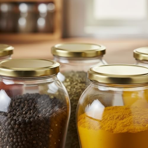 Image of ginoya brothers 1 Liter Matka Shape Glass Jar and Glass Container for Kitchen with Air Tight Lid-Pack Of 8
