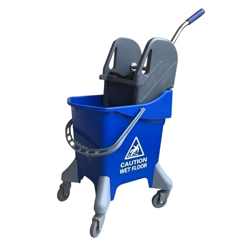 Image of CVS2020.COM Commercial Mop Bucket with wringer 31 Liter with Ergonomic Design, Efficient Cleaning System, Easy Filling & Emptying, Cleaning Trolley on Wheels (Blue, 31L)