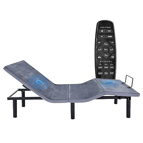 Fromann Electric Adjustable Bed Frame Base with 3 Speed Head and Foot Massage, Zero Gravity,USB Ports- Under Bed Lighting (Twin XL)