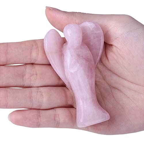 KYEYGWO 7.5 cm Rose Quartz Gemstone Angel Figurine - Image 2
