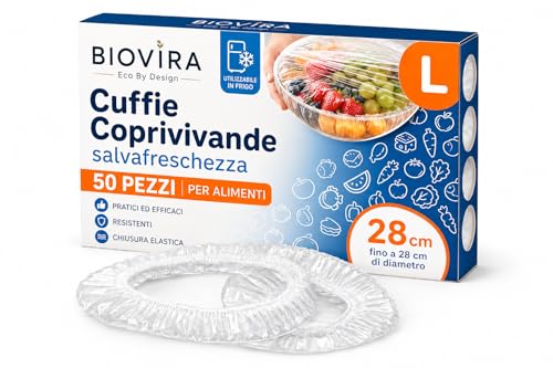 BIOVIRA Cuffie Coprivivande 50 Pezzi Taglia L fino a 28