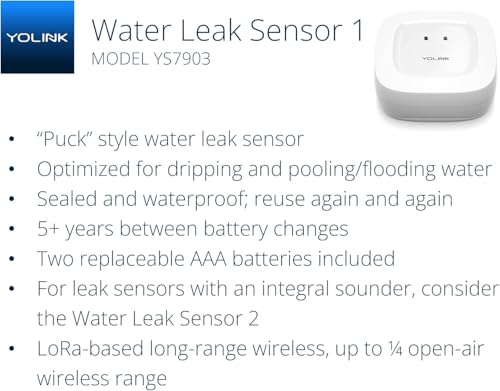 YoLink Water Leak Starter Kit: Hub + 6 Leak Sensor 1 (Silent