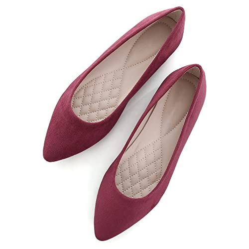 ChaiRong Zhou Women's Classic Simple Pointed Toe Ballet Flats Soft Breathable Slip on Walking Driving Shoes