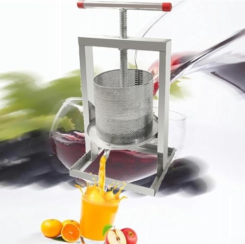 Manual Fruit Wine Press - 8L Juice Maker for Cider, Grape, Berries - Heavy-Duty Fruit Crusher, Ideal for Home Brewing & Winemaking