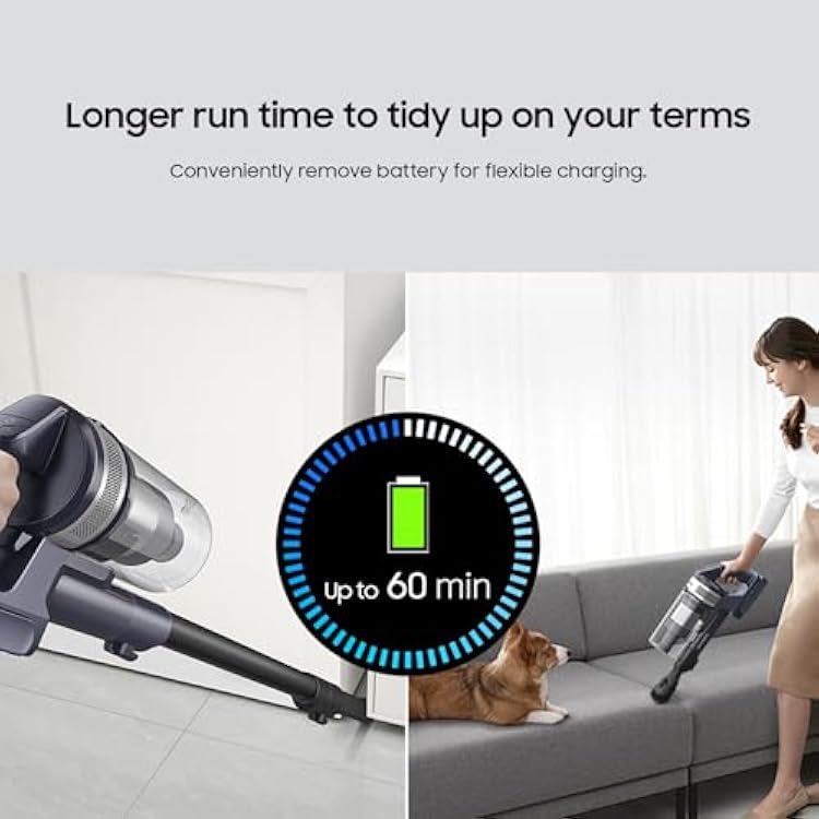 Samsung Jet 75 Pet Cordless Vacuum, Lightweight w/Turbo Action Brush, Pet Tool, Removable Battery, Powerful Cleaning for Hardwood Floors, Carpets, Area Rugs, VS20B75AGR5/AA, Silver