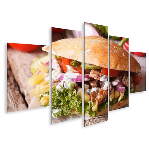 islandburner Quadro su tela Delizioso kebab con verdure fresche e salsa allo yogurt Immagini Poster