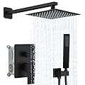Matte Black Shower System YCAIKOI Wall Mount Shower Faucet Set for Bathroom 10 Inch High Pressure Luxury Shower Head with Handheld, Rough-in Valve Body and Trim Included