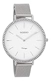 Gehäusehöhe : ca. 6.9 mm Oozoo Vintage Strass Damenuhr Metallband 40 MM Weiß/Silberfarben C9395