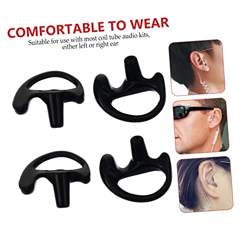 UKCOCO 2 Pares De Walkie Talkie Preto Fio Plugues Auriculares De Silicone Walkman Rádios Bidireciona