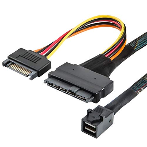 SFF-8643 to SFF 8639 Cable, CableCreation 12GB/s Mini SAS HD Cable Internal Mini SAS SFF 8643 to U.2 SFF 8639 Cable with 15 Pin Female SATA Power Connector, 1M / 3.3FT