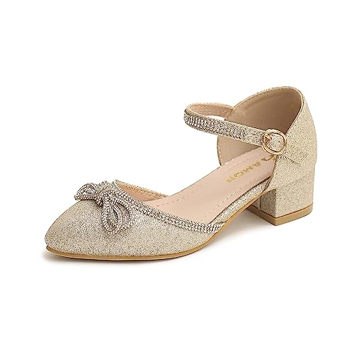 Image of Amoji Girls High Heels Kid Ankle Strap Dress Shoes Wedding Party for Little Kid Big Kid 412