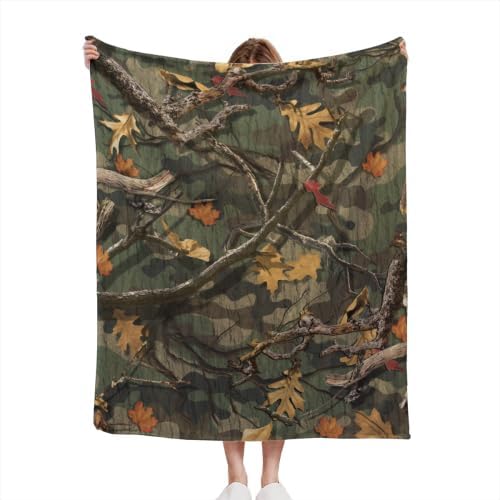 Camo Blanket Hunting Camouflage Forest Soft Decorative Flannel Throw Blanket Lightweight Cozy Fuzzy Blanket for Couch, Bed and Chair-60''x50'' - Image 2