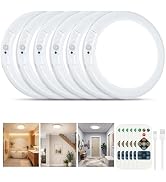 Rechargeable Ceiling Light 6 Pack, No Wiring Magnetic Motion Sensor Ceiling Light with Remote, Ba...