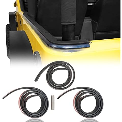 Hooke Road Wrangler Hardtop Seal Strip for Jeep Wrangler TJ 97-06 - Eliminates Rattling/Wind Noise/Water Damage - 3-Piece Kit Cover