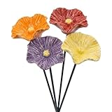 GartenOrt Handgemachte Bienenblüten Set – Handgemachte Insekten-Wassertränke für den Garten, Wetterfeste Keramikblüten als Dekoration und Bienenretter (4PCS)