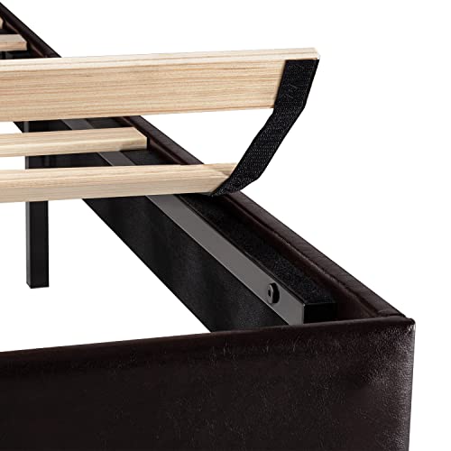 Einfach King Platform Bed Frame With Adjustable Faux Leather Diamond Stitched Button Tufted Headboard, Sturdy Wooden Support And No Box Spring Needed, Espresso #TOP5